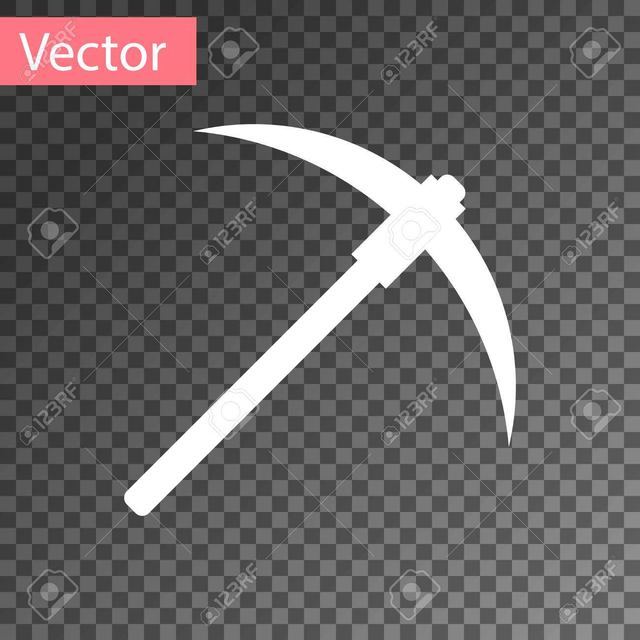투명 한 배경에 고립 된 흰색 곡 괭이 아이콘입니다. 블록체인 기술, 암호화폐 채굴, 비트코인, 디지털 머니 마켓, 크립토코인 지갑.  벡터 일러스트 레이 션 로열티 무료 사진, 그림, 이미지 그리고 스톡포토그래피. Image 123811117