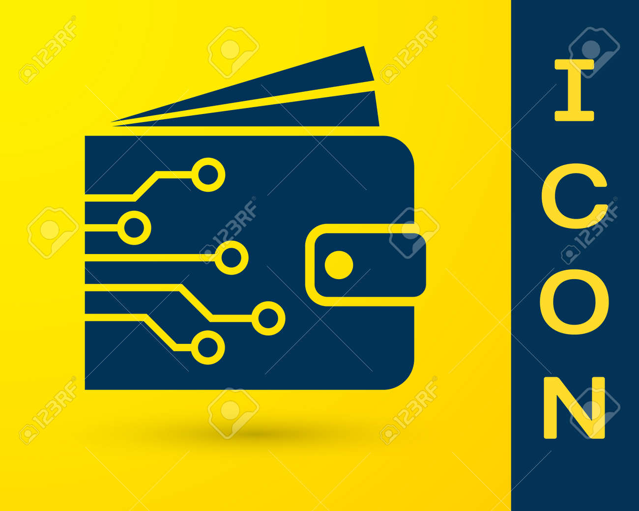 Blue Cryptocurrency Wallet Icon Isolated On Yellow Background. Wallet And  Bitcoin Sign. Mining Concept. Money, Payment, Cash, Pay Icon. Vector  Illustration Royalty Free SVG, Cliparts, Vectors, and Stock Illustration.  Image 123729533.
