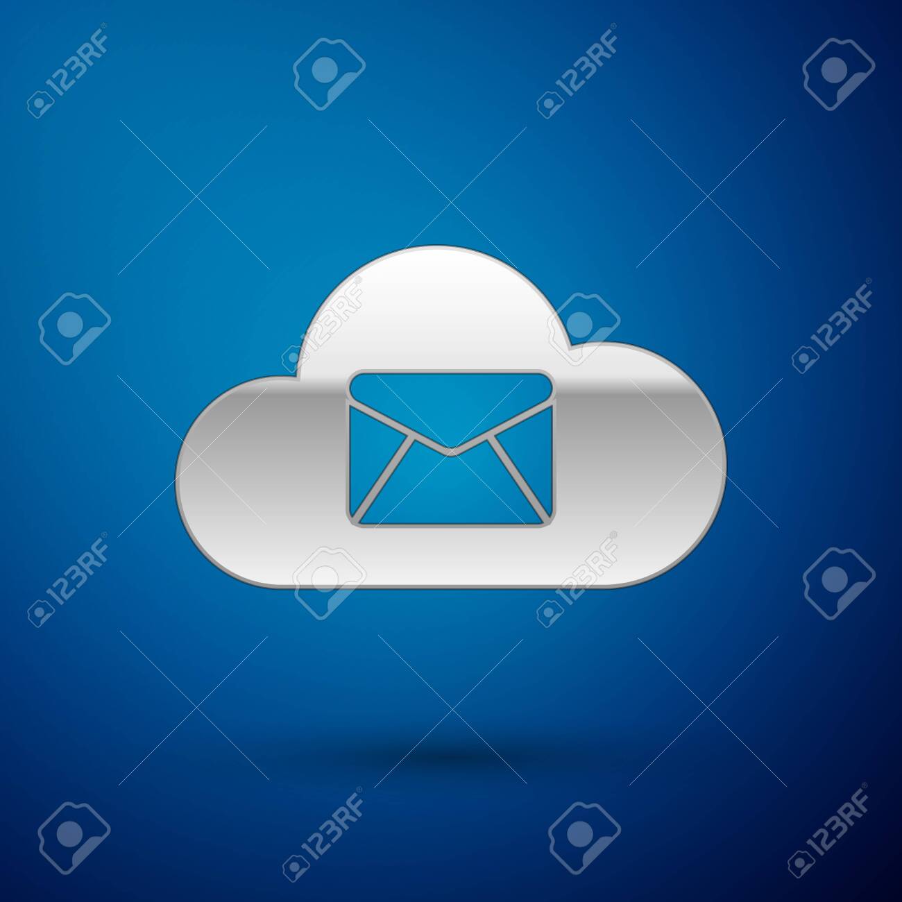Silver Cloud Mail Server Icon Isolated On Blue Background Cloud Royalty Free Cliparts Vectors And Stock Illustration Image