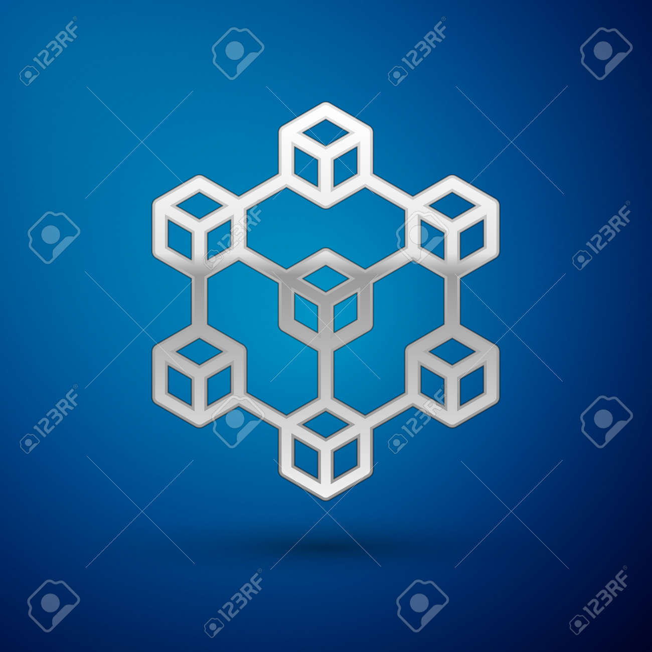 Icône De La Technologie Blockchain Argent Isolé Sur Fond Bleu. Signe De  Données De Crypto-monnaie. Entreprise De Technologie De Réseau De Chaînes  De Blocs Géométriques Abstraites. Illustration Vectorielle Clip Art Libres  De