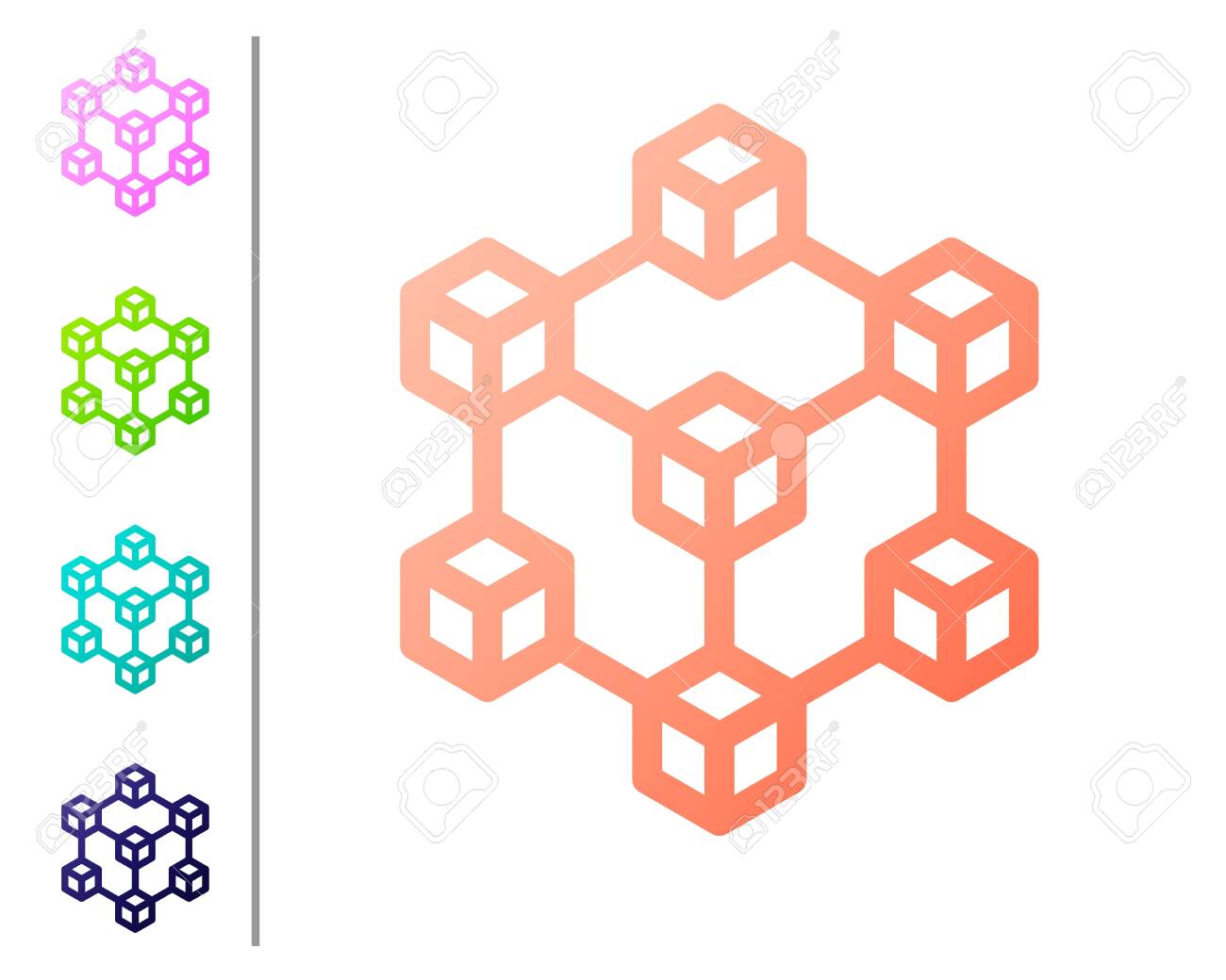 Coral Blockchain Technology Icon Isolated On White Background.  Cryptocurrency Data Sign. Abstract Geometric Block Chain Network Technology  Business. Set Color Icons. Vector Illustration Royalty Free SVG, Cliparts,  Vectors, and Stock Illustration. Image