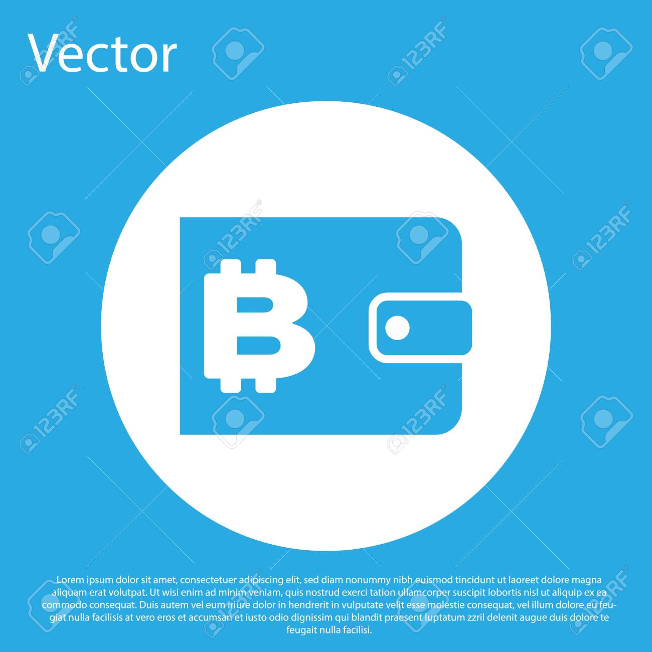 Blue Cryptocurrency Wallet Icon Isolated On Blue Background. Wallet And  Bitcoin Sign. Mining Concept. Money, Payment, Cash, Pay Icon. White Circle  Button. Flat Design. Vector Illustration Royalty Free SVG, Cliparts,  Vectors, and