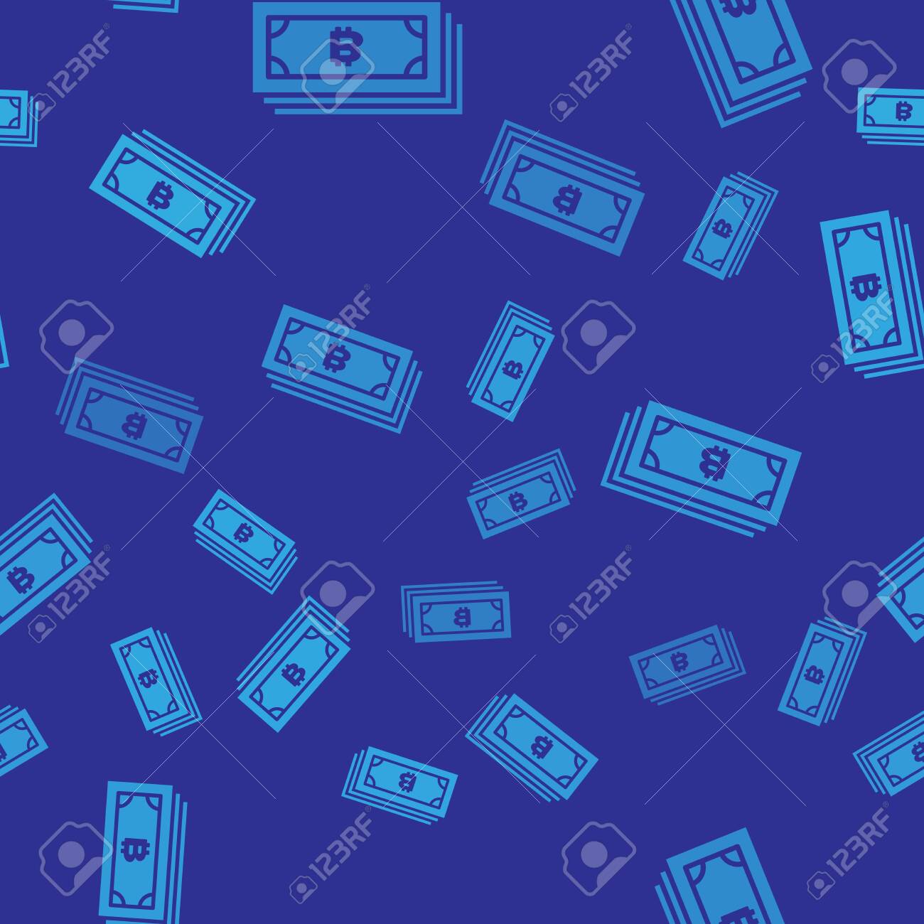 마이크로칩 회로 아이콘이 있는 원 안에 있는 파란색 암호화폐 개념 비트코인은 파란색 배경 블록체인 기술 디지털 화폐 시장 벡터 그림에서  원활한 패턴을 격리했습니다. 로열티 무료 사진, 그림, 이미지 그리고 스톡포토그래피. Image 125225626
