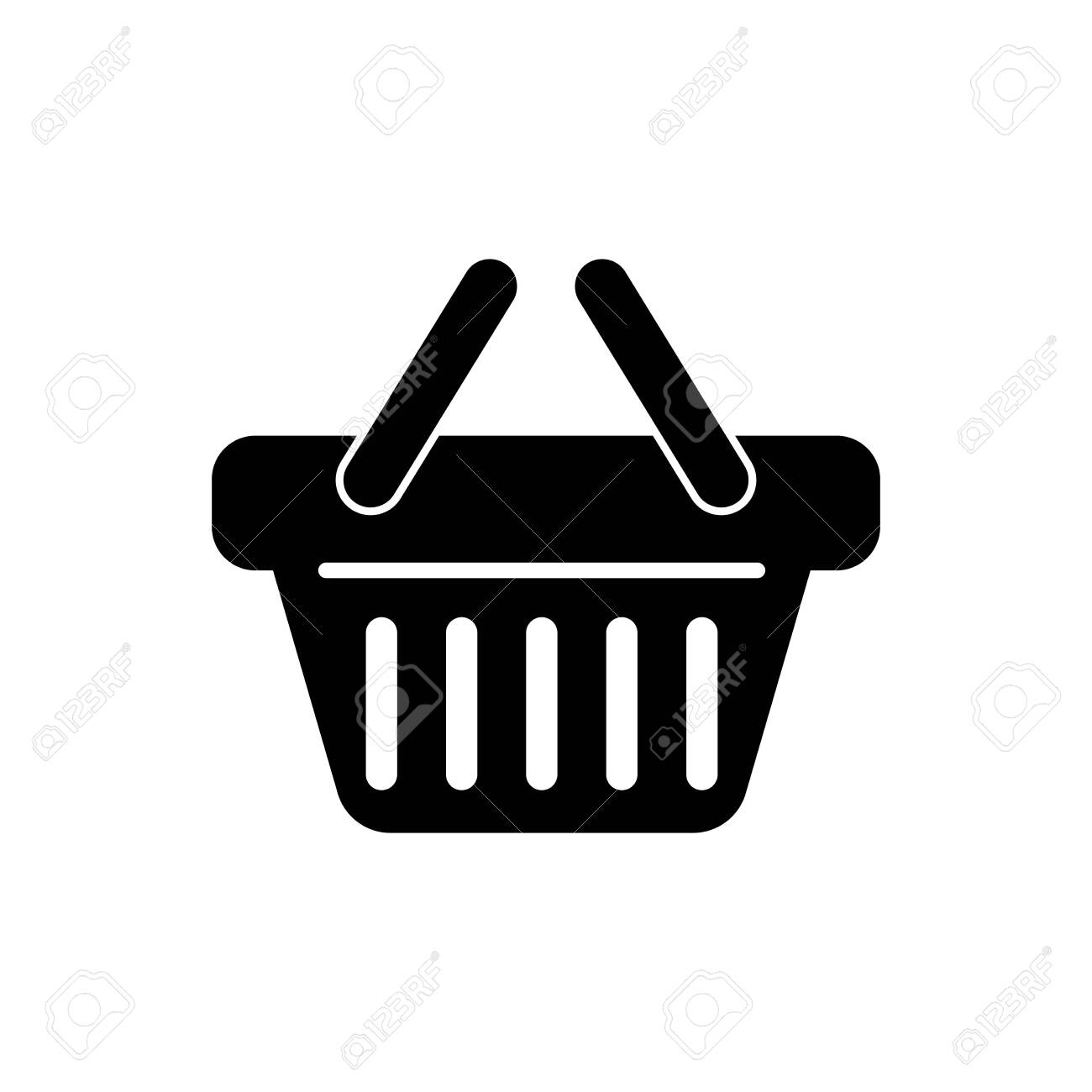 Black Shopping basket icon isolated on white background. Vector Illustration - 125317954 Black Shopping basket icon isolated on white background. Vector Illustration - 125317954