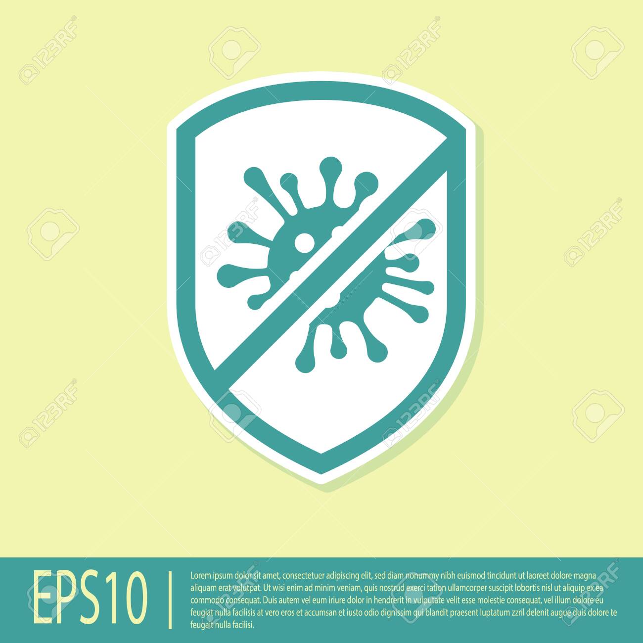 Green Stop virus, bacteria, germs and microbe icon isolated on yellow background. Antibacterial and antiviral defence, protection infection. Vector Illustration - 125883248 Green Stop virus, bacteria, germs and microbe icon isolated on yellow background. Antibacterial and antiviral defence, protection infection. Vector Illustration - 125883248