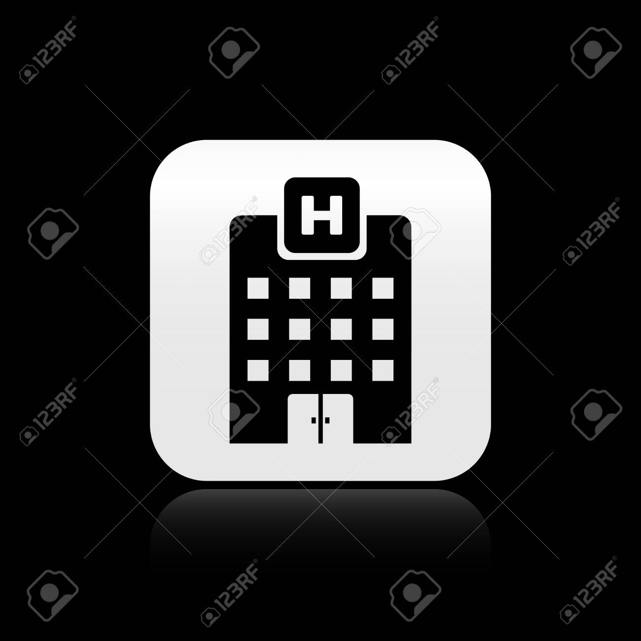 black medical hospital building with cross icon isolated on black royalty free cliparts vectors and stock illustration image 128589204 black medical hospital building with cross icon isolated on black