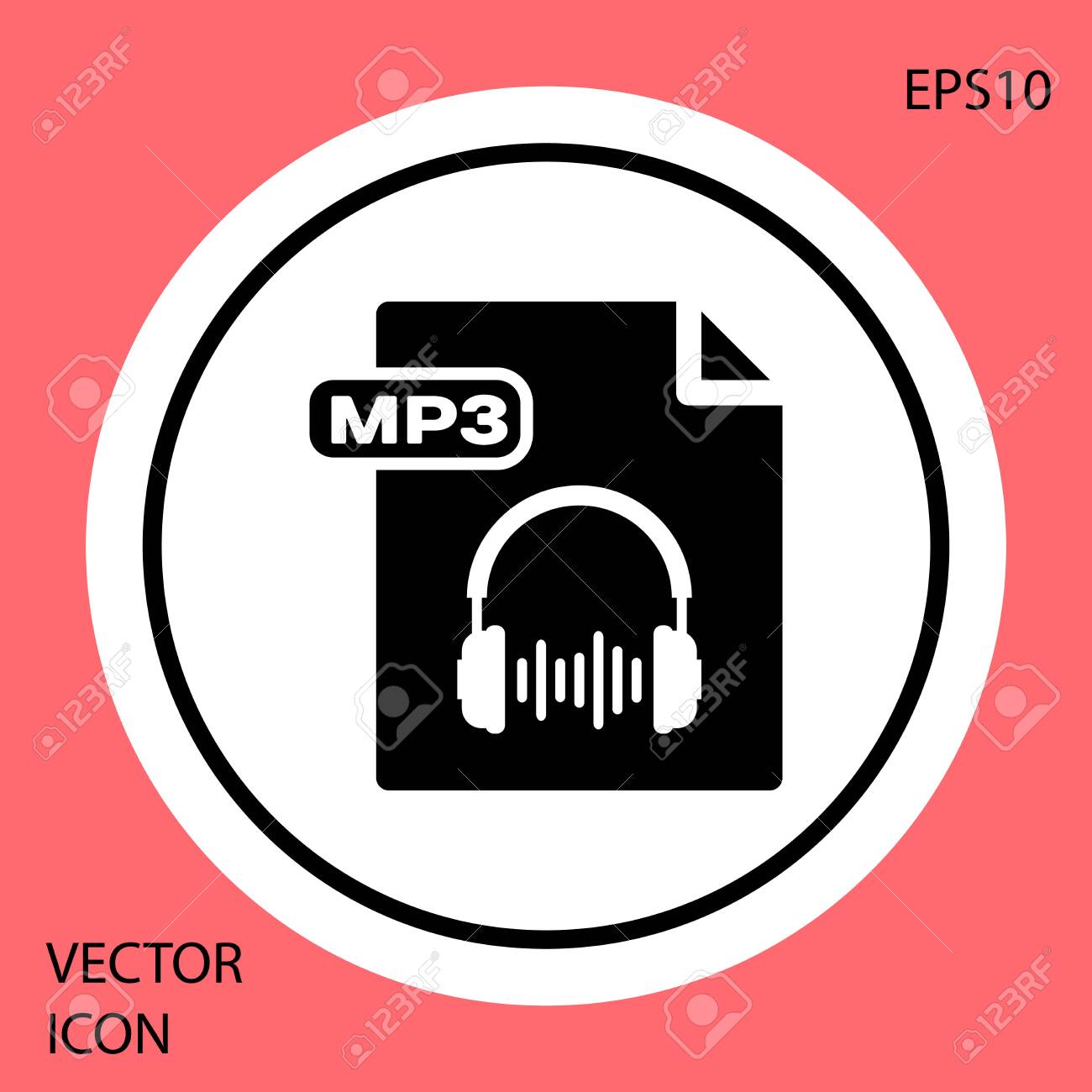 Black Mp File Document Download Mp Button Icon Isolated On Black Mp File Document Download Mp Button Icon Isolated On