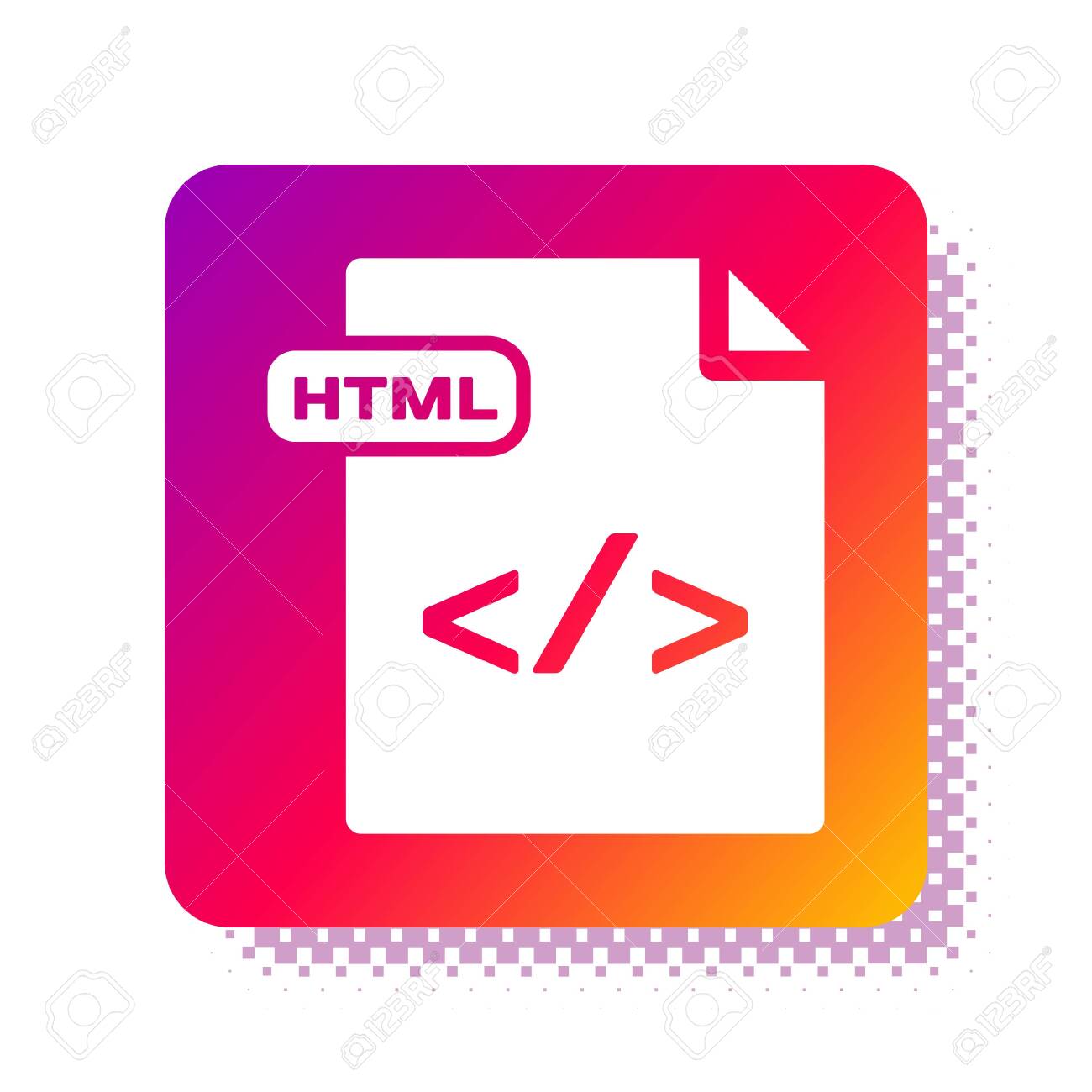 White Html File Document. Download Html Button Icon Isolated On White  Background. Html File Symbol. Markup Language Symbol. Square Color Button.  Vector Illustration Royalty Free SVG, Cliparts, Vectors, And Stock  Illustration. Image