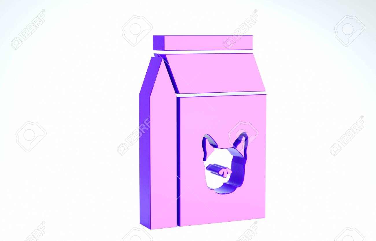 dog food in a purple bag