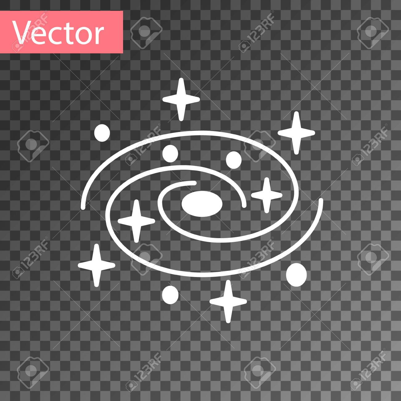 White Milky Way Spiral Galaxy With Stars Icon Isolated On Transparent  Background. Vector Illustration Royalty Free SVG, Cliparts, Vectors, and  Stock Illustration. Image 137796193., image size:1300x1300