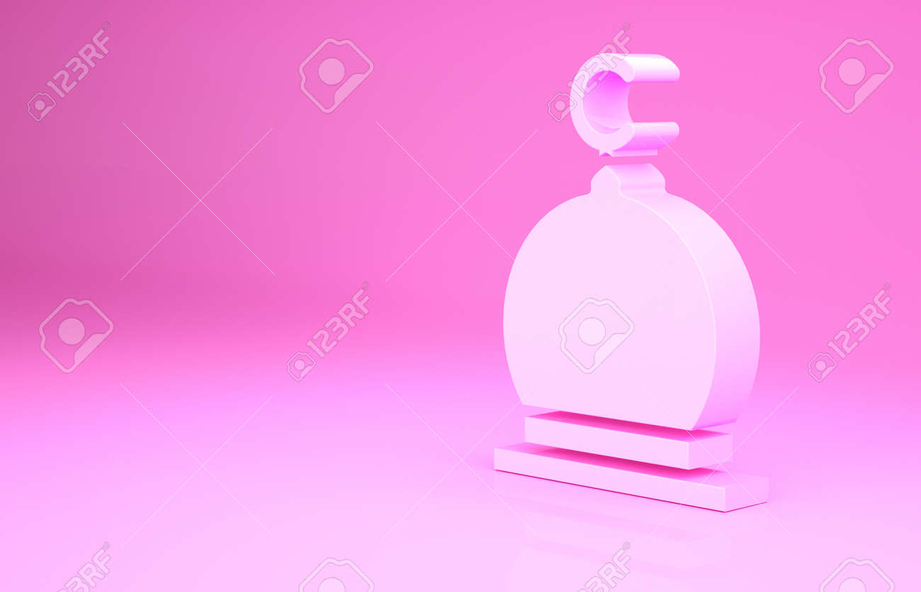 Pink Muslim Mosque icon isolated on pink background. Minimalism concept. 3d illustration 3D render - 169797767 Pink Muslim Mosque icon isolated on pink background. Minimalism concept. 3d illustration 3D render - 169797767
