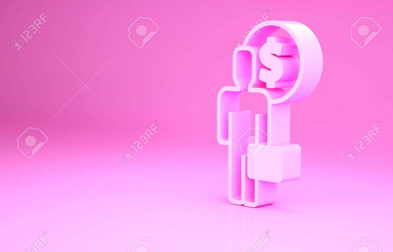 Pink Business man planning mind icon isolated on pink background. Human head with dollar. Idea to earn money. Business investment growth. Minimalism concept. 3d illustration 3D render - 169803351 Pink Business man planning mind icon isolated on pink background. Human head with dollar. Idea to earn money. Business investment growth. Minimalism concept. 3d illustration 3D render - 169803351