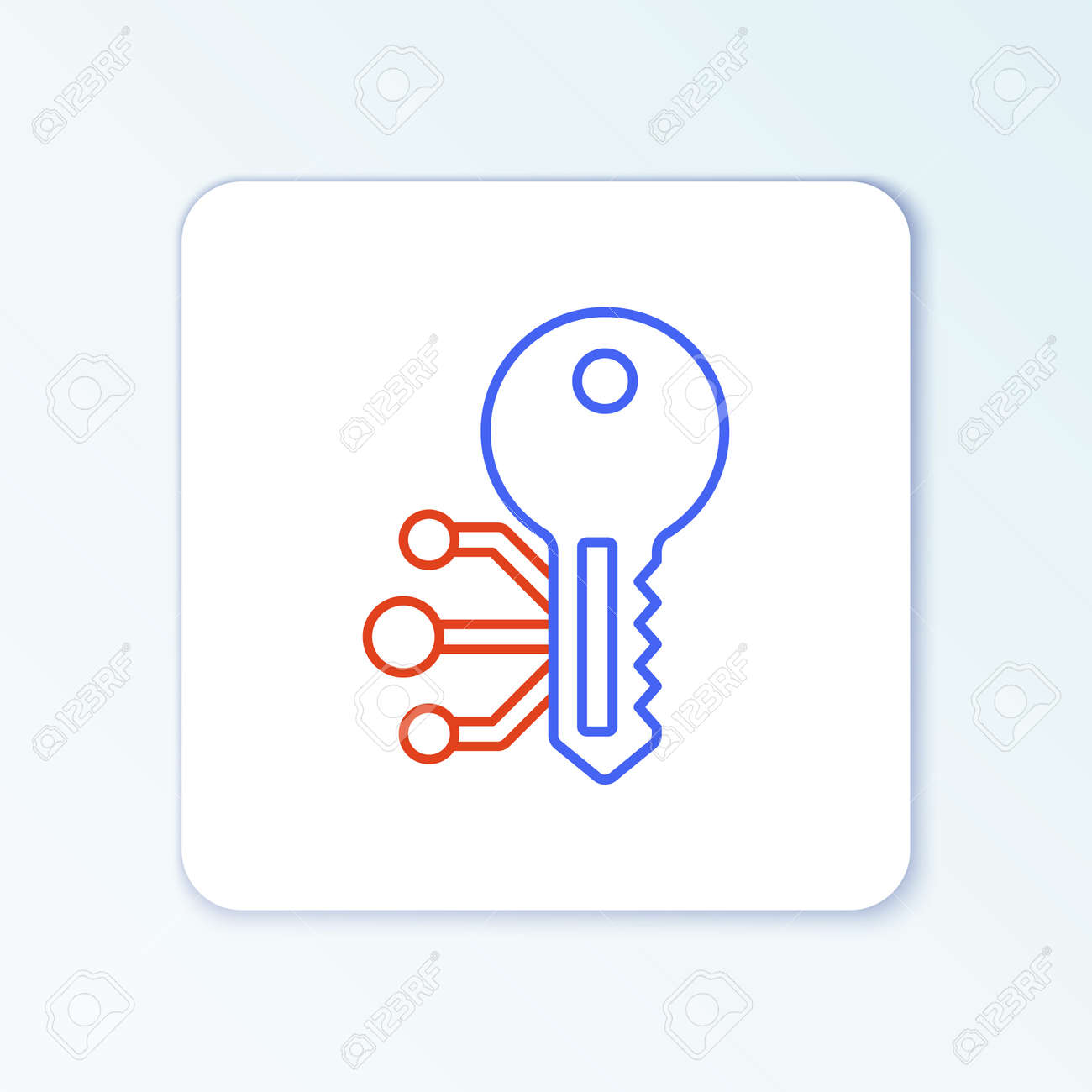 Icône De Clé De Crypto-monnaie De Ligne Isolée Sur Fond Blanc. Concept De  Cybersécurité Ou Clé Privée, Clé Numérique Avec Interface Technologique.  Concept De Contour Coloré. Vecteur Clip Art Libres De Droits,