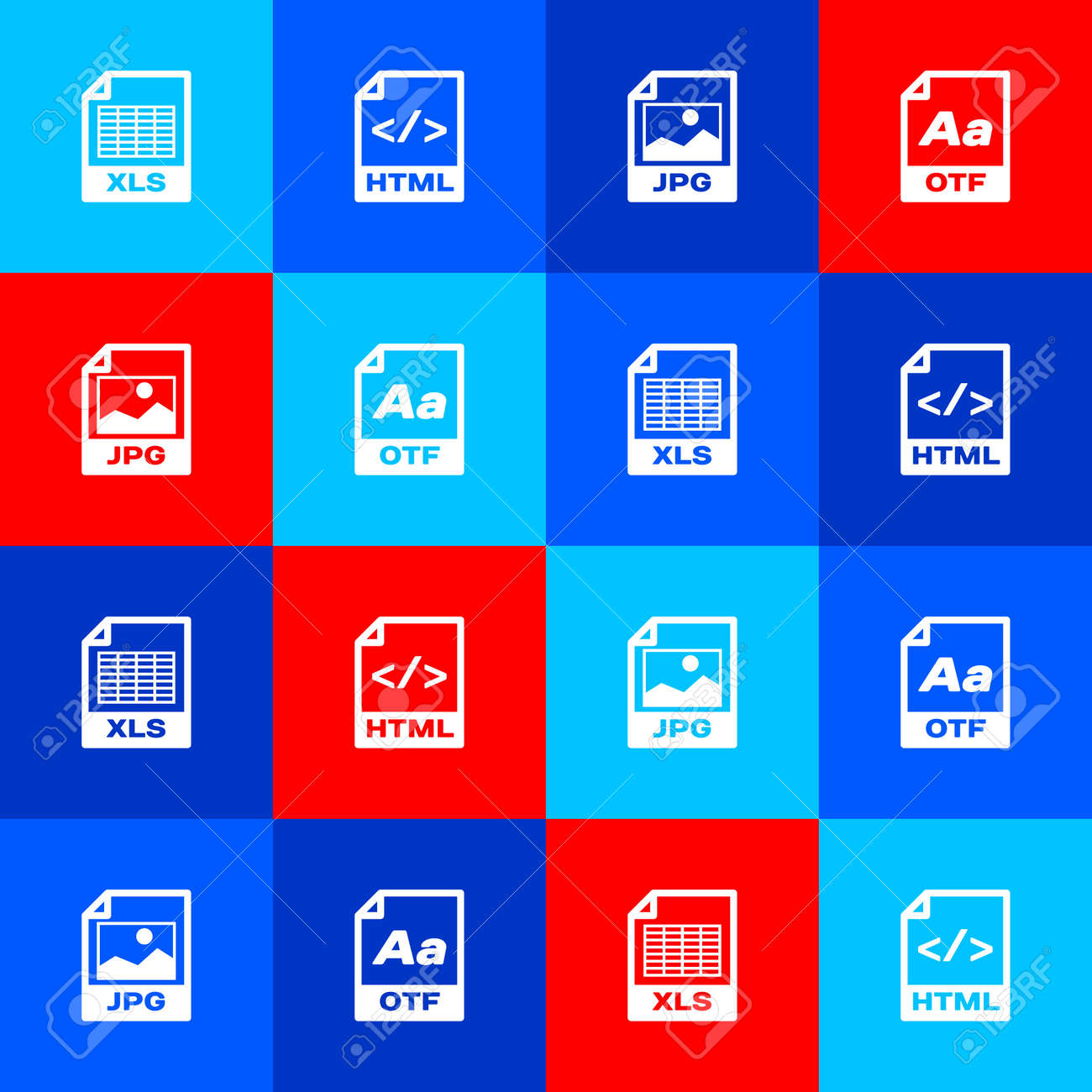 Set XLS File Document, HTML, JPG And OTF Icon. Vector Royalty Free SVG,  Cliparts, Vectors, And Stock Illustration. Image 178111660.