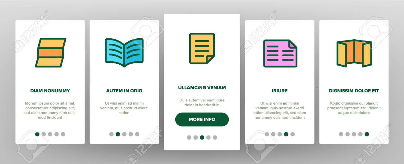 Leaflet Paper Onboarding Mobile App Page Screen Vector Print Leaflet And Brochure Flyer And Document Mail Message And Booklet Illustrations Royalty Free Svg Cliparts Vectors And Stock Illustration Image