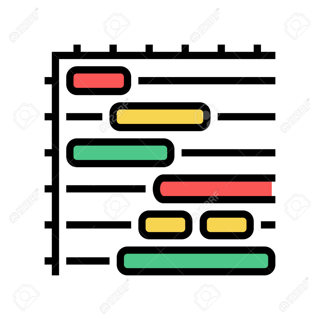 Gantt Chart Color Icon Vector. Gantt Chart Sign. Isolated Symbol  Illustration Royalty Free SVG, Cliparts, Vectors, and Stock Illustration.  Image 181803551., image size:1300x1300
