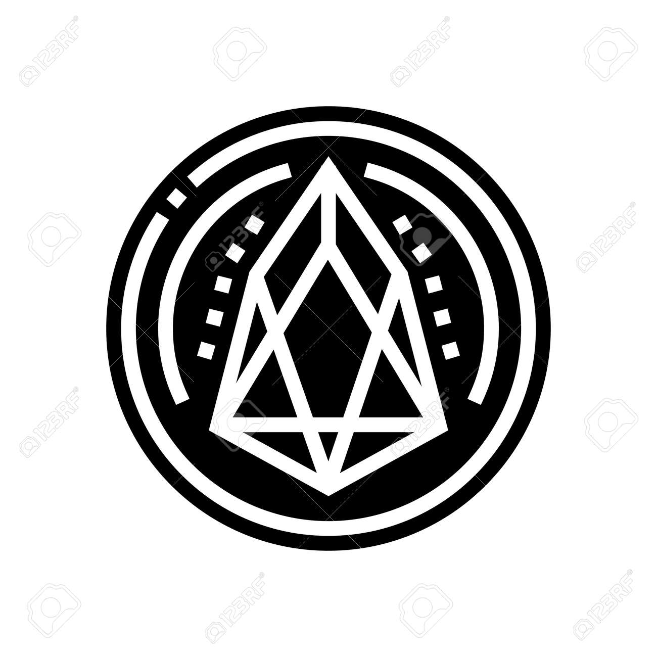 Eos 암호 화폐 동전 모양 아이콘 벡터 Eos 암호 화폐 동전 기호 격리된 윤곽선 기호 검정 그림 로열티 무료 사진, 그림, 이미지  그리고 스톡포토그래피. Image 182611647