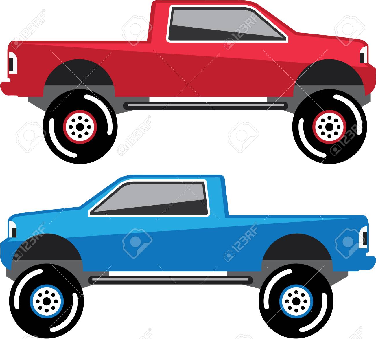 lifted pickup vector illustration