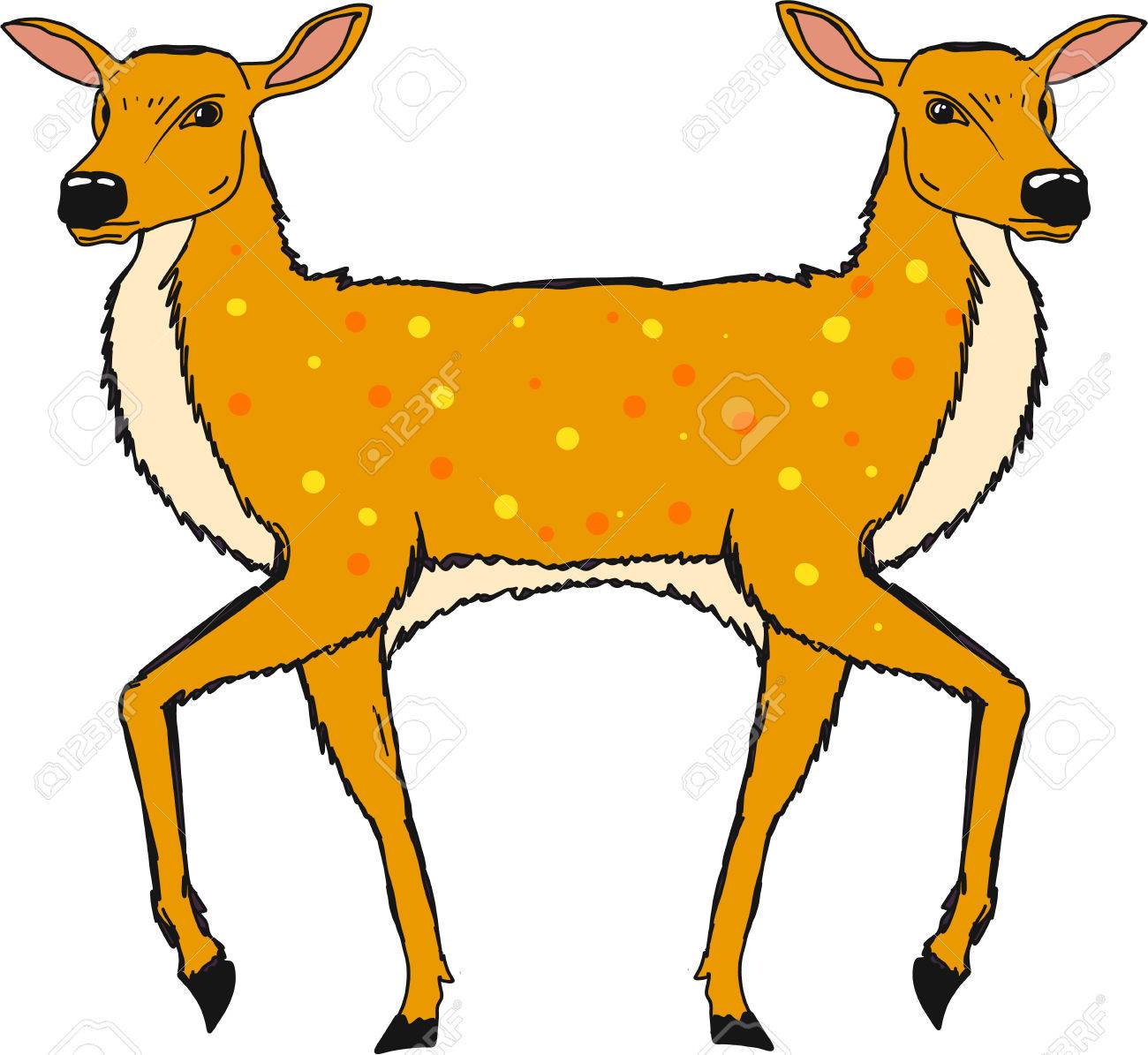 2 頭の鹿ベクトル イラスト クリップ アート イメージ ファイルのイラスト素材 ベクタ Image