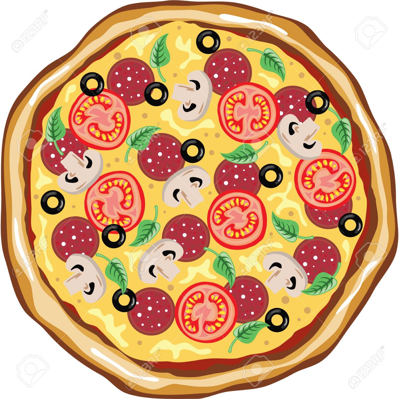 トップ ビュー素晴らしいピザ イラスト クリップ アート イメージ の写真素材 画像素材 Image 73