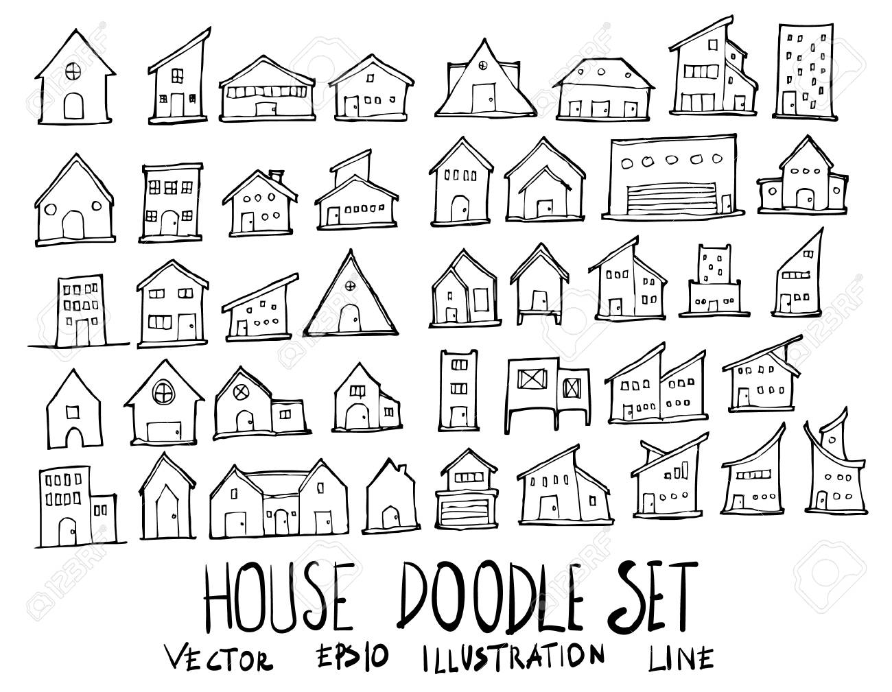 家イラストの設定 手描き落書きスケッチ線ベクトル のイラスト素材 ベクタ Image 8648