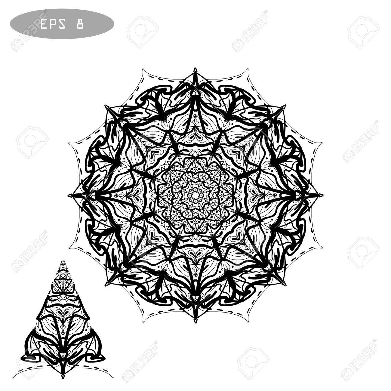 マンダラぬりえイラスト白黒着色のイラスト素材 ベクタ Image