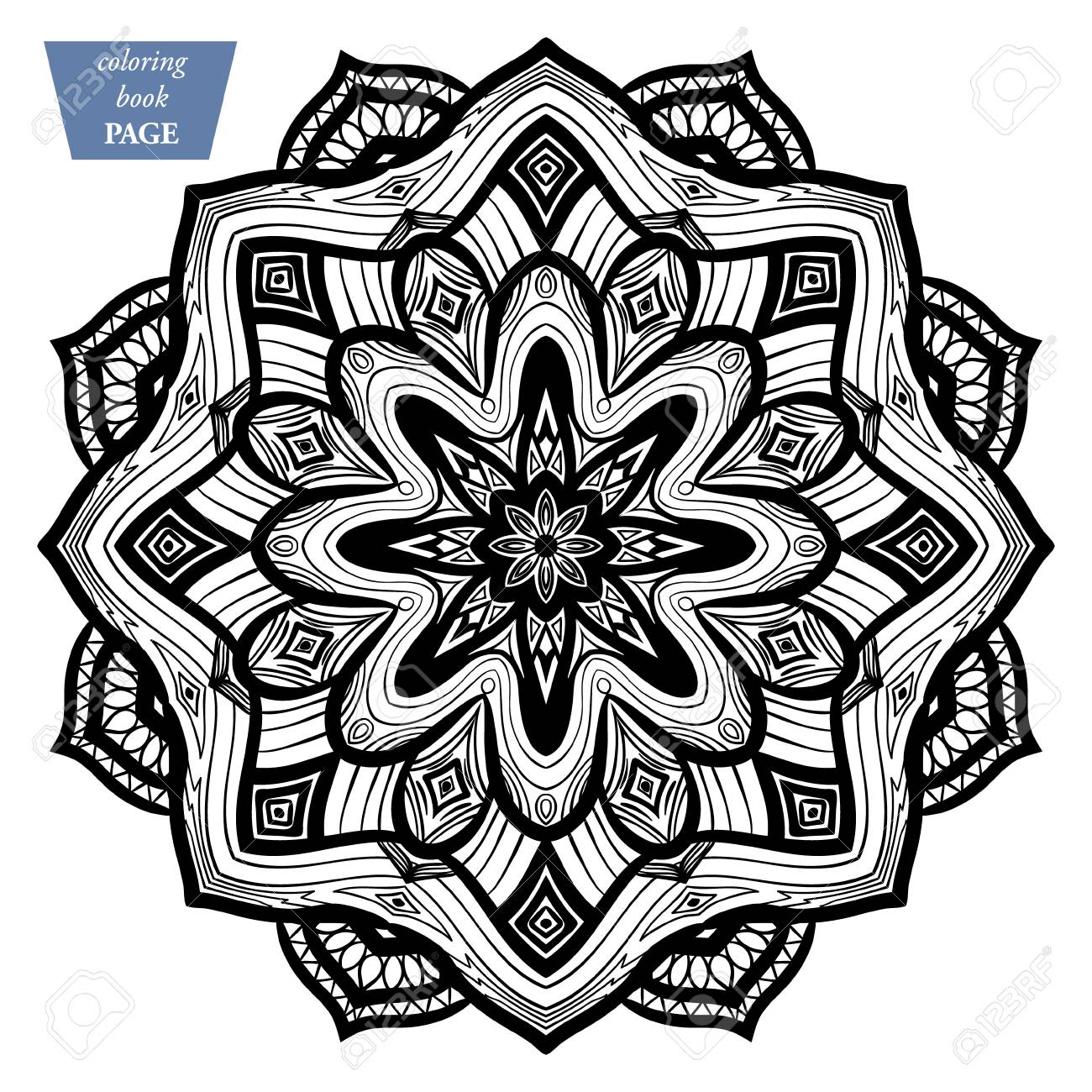 Mandala Coloring Page Vintage Decorative Elements Oriental Pattern Vector Illustration H Stock