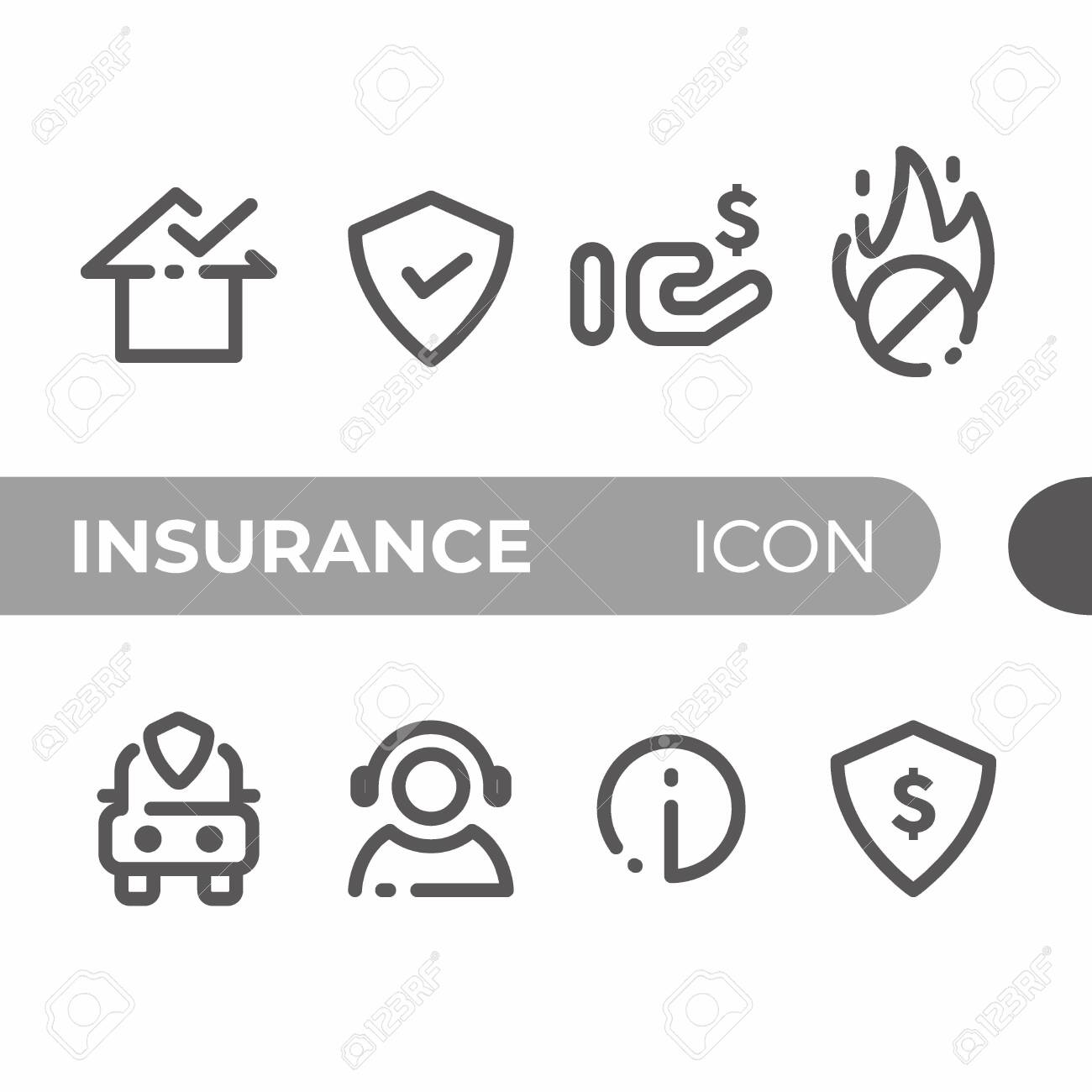 Black Monoline Color Icon Symbol Compilation Of Insurance Line Royalty Free Cliparts Vectors And Stock Illustration Image 153563878