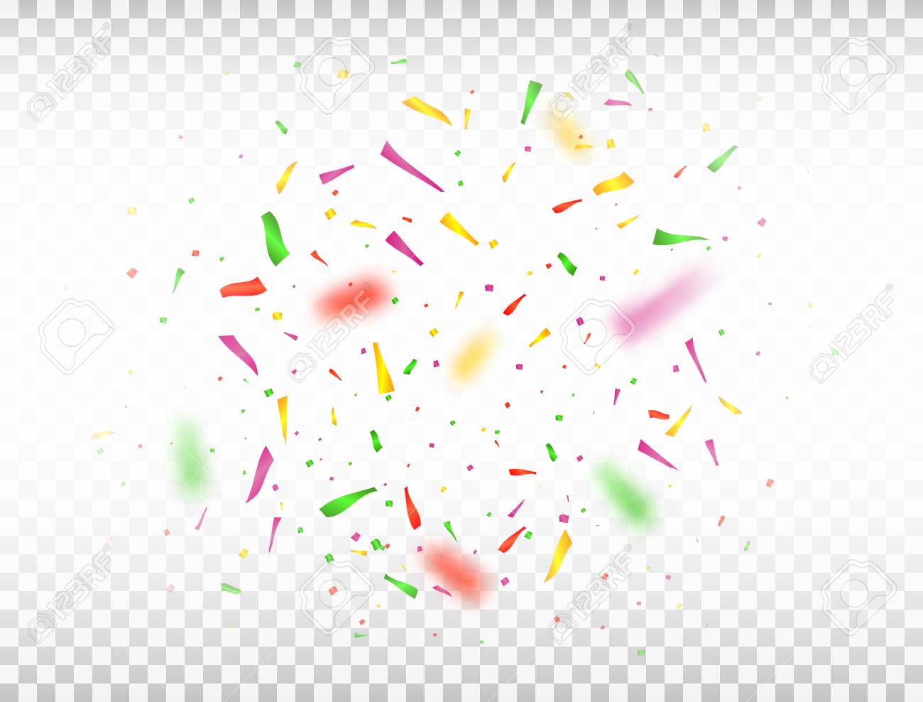 透明な背景に明るいカラフルな紙吹雪 デフォーカスカラー紙吹雪イラスト のイラスト素材 ベクタ Image