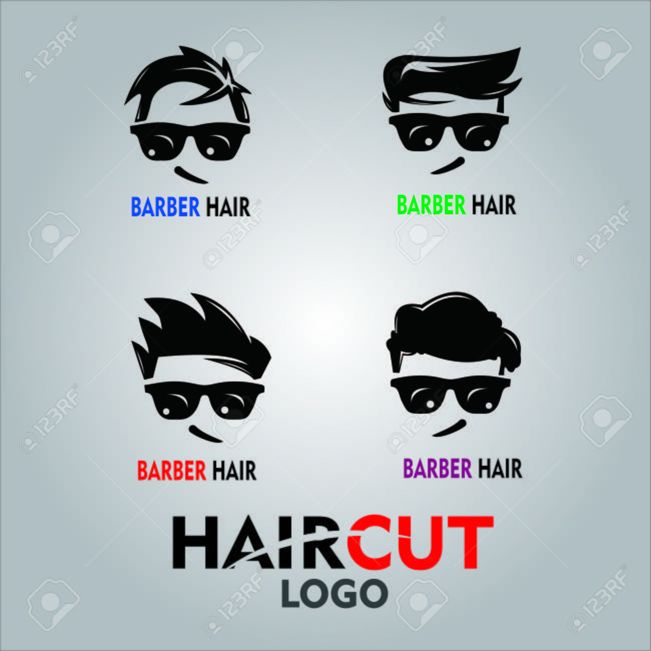 Barbershop Haircut Icon Set Vector Illustration Design