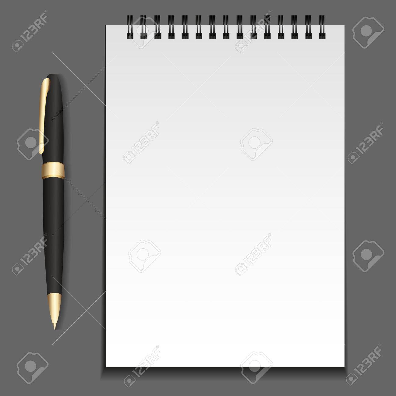 notepad template on springs with a pen element for your creativity notepad template