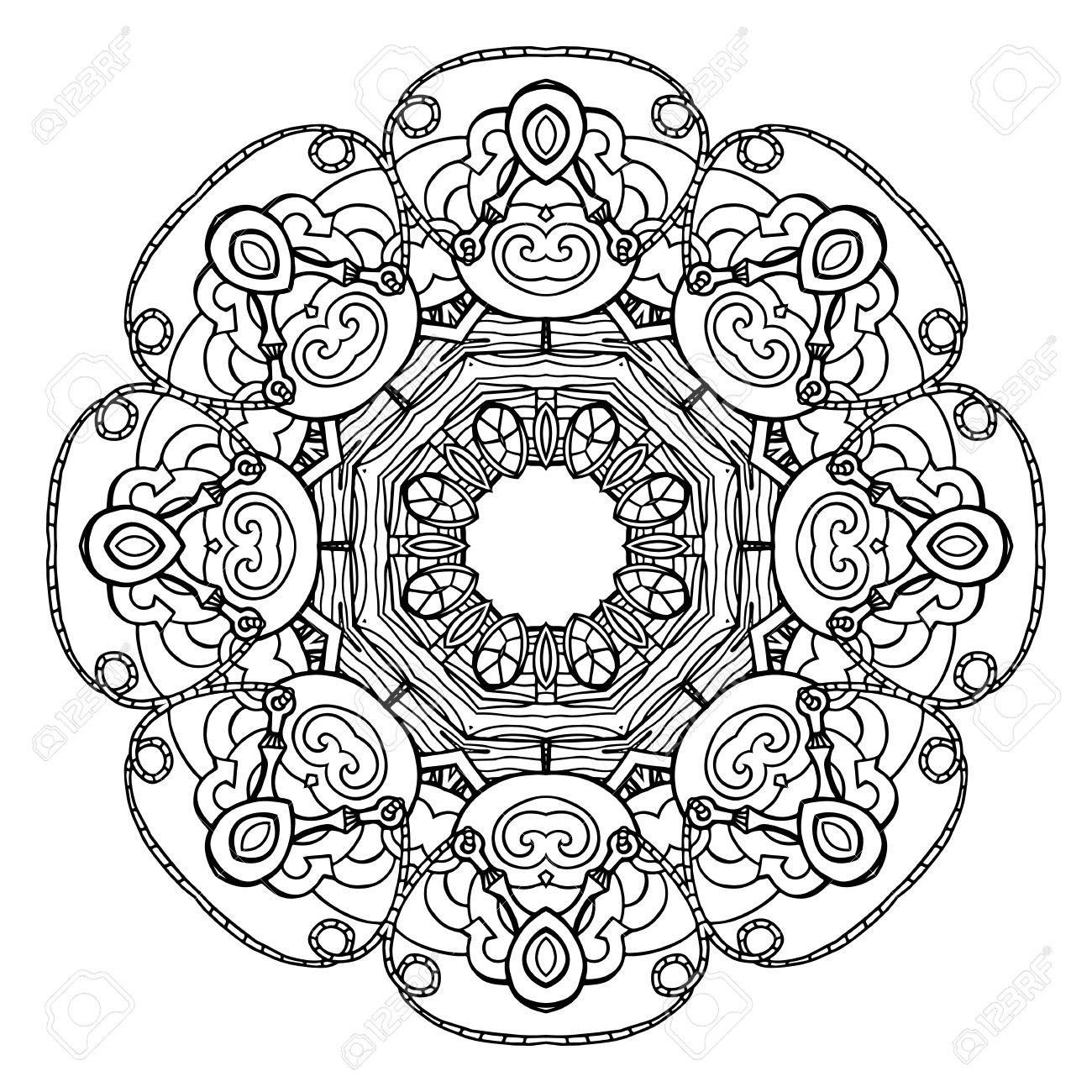 Template Round Doodle Pattern For Greeting Cards, Coloring Books ... Template Round Doodle Pattern For Greeting Cards, Coloring Books ...