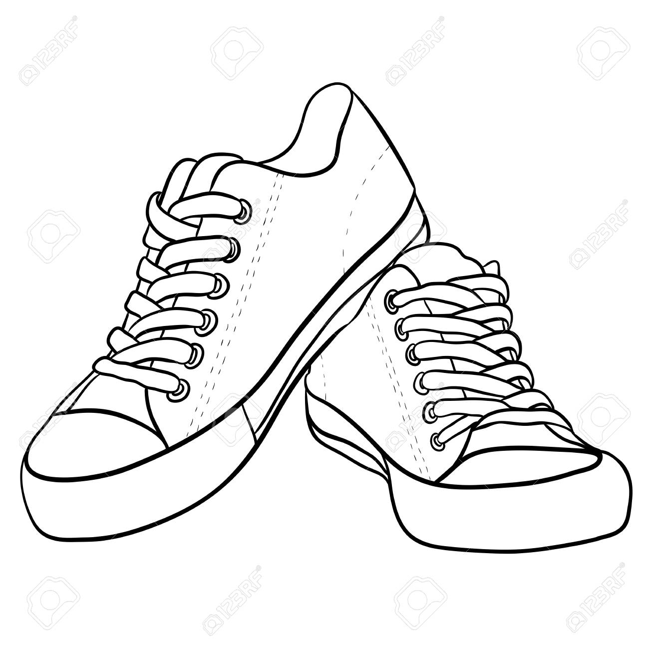 Contour black and white illustration of sneakers. Vector element for your creativity - 86208103 Contour black and white illustration of sneakers. Vector element for your creativity - 86208103