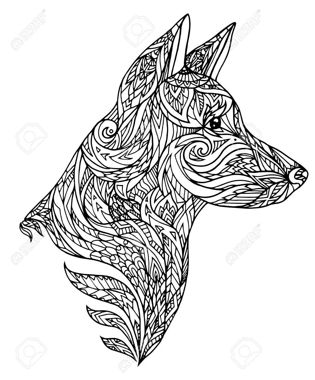 部族のパターンで犬の頭の落書きイラスト 犬の新年 入れ墨 T シャツ ポストカード デザイン印刷のためベクトル要素のイラスト素材 ベクタ Image 部族のパターンで犬の頭の落書きイラスト 犬の新年 入れ墨 T シャツ ポストカード デザイン印刷のためベクトル要素のイラスト素材 ベクタ Image