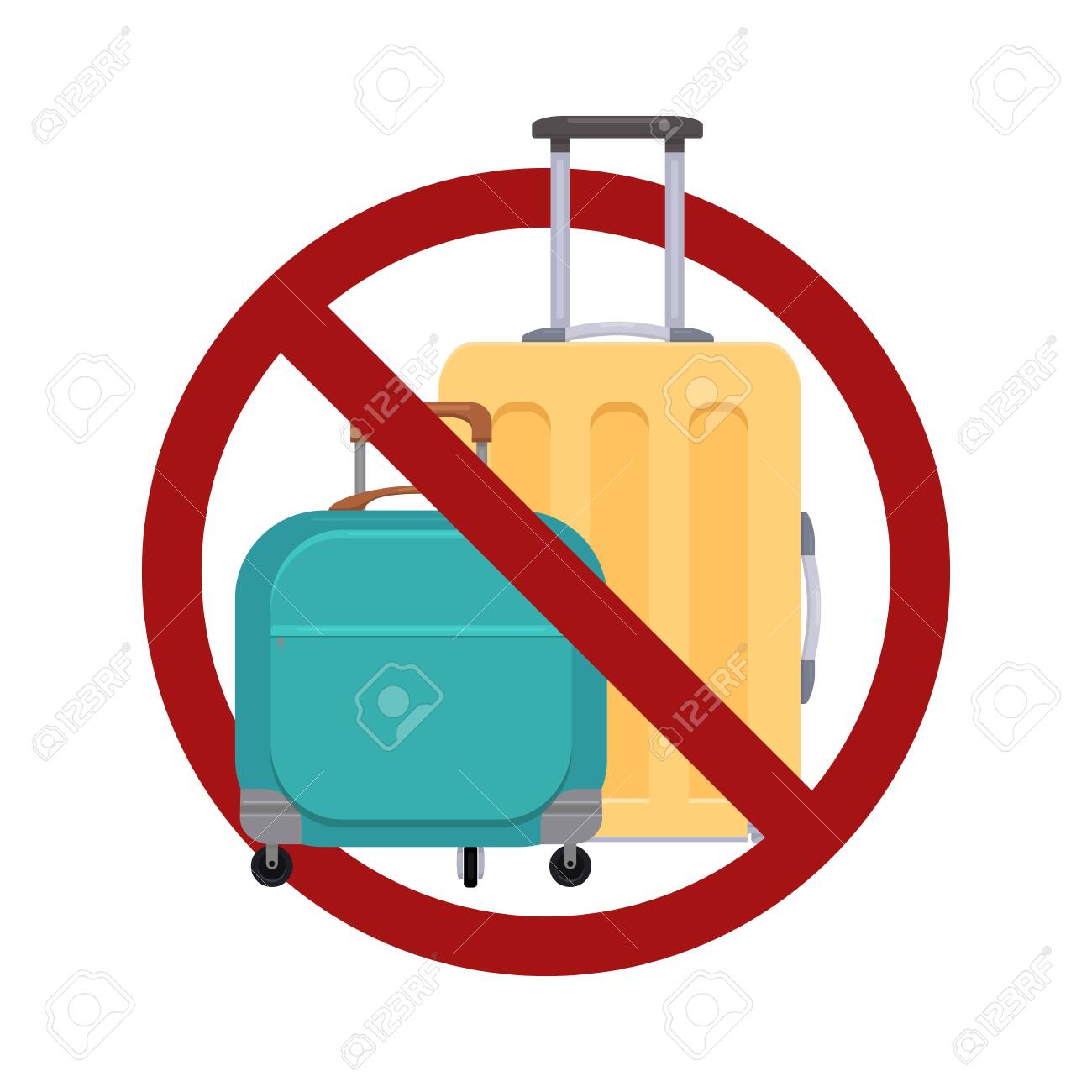 Ban On Luggage Flat Illustration Of Suitcases In The Prohibition Royalty Free Cliparts Vectors And Stock Illustration Image 126183811