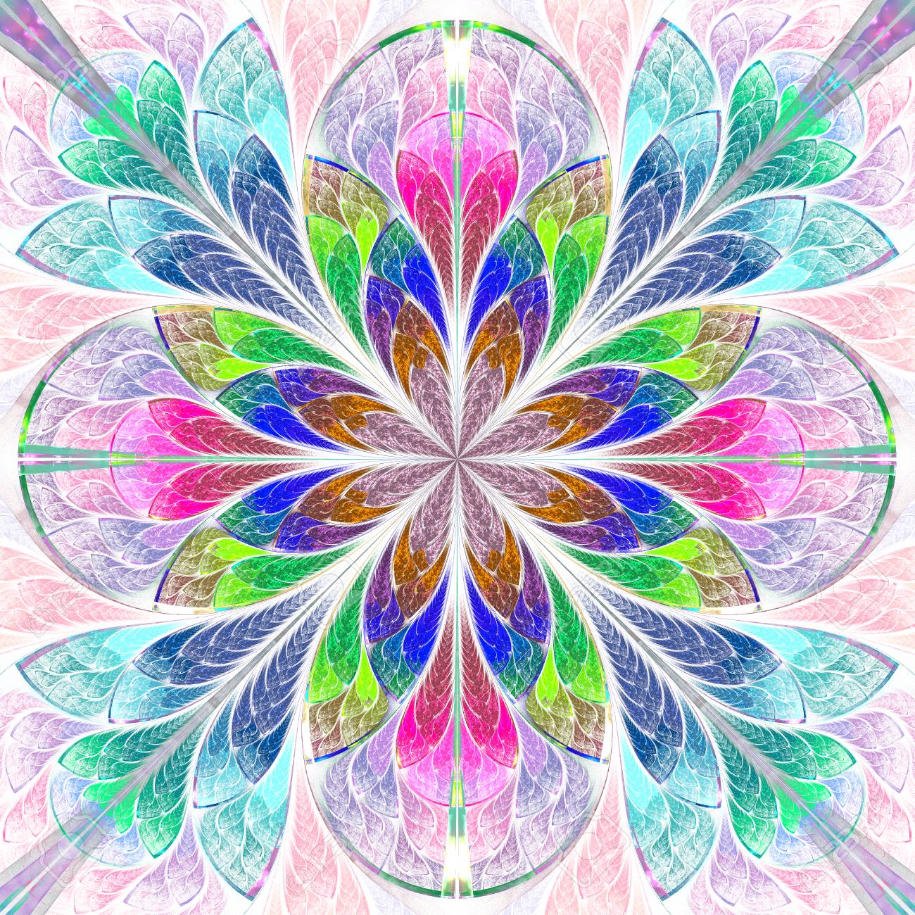 Multicolored Symmetrical Fractal Flower In Stained Glass Window Stock Photo Picture And Royalty Free Image Image 62414867
