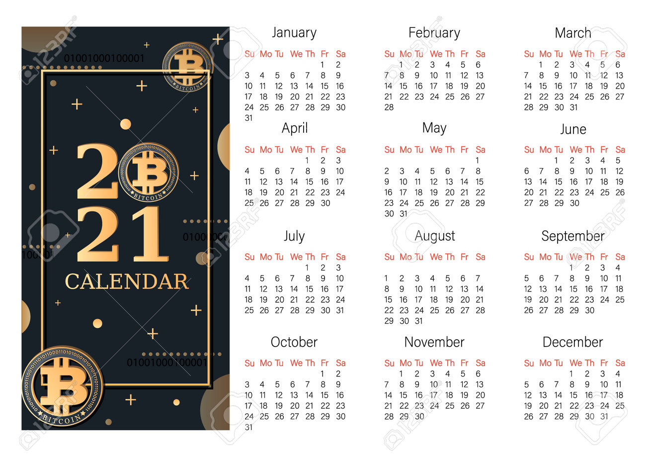 Bitcoin Calendar 2021 Crypto Currency Coin And Big Numbers On Black Background Business Calendar Royalty Free Cliparts Vectors And Stock Illustration Image 161383787