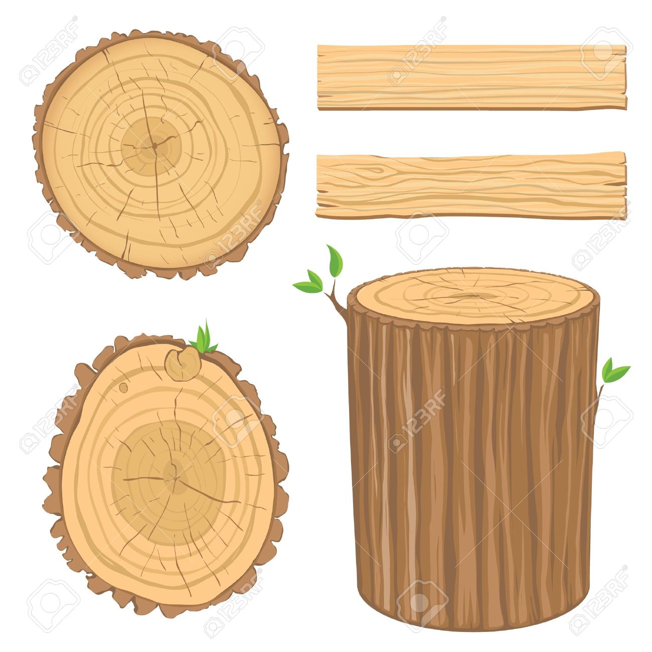 set of wooden materials - cross section of tree trunk, isolated on white background - 9843393 set of wooden materials - cross section of tree trunk, isolated on white background - 9843393