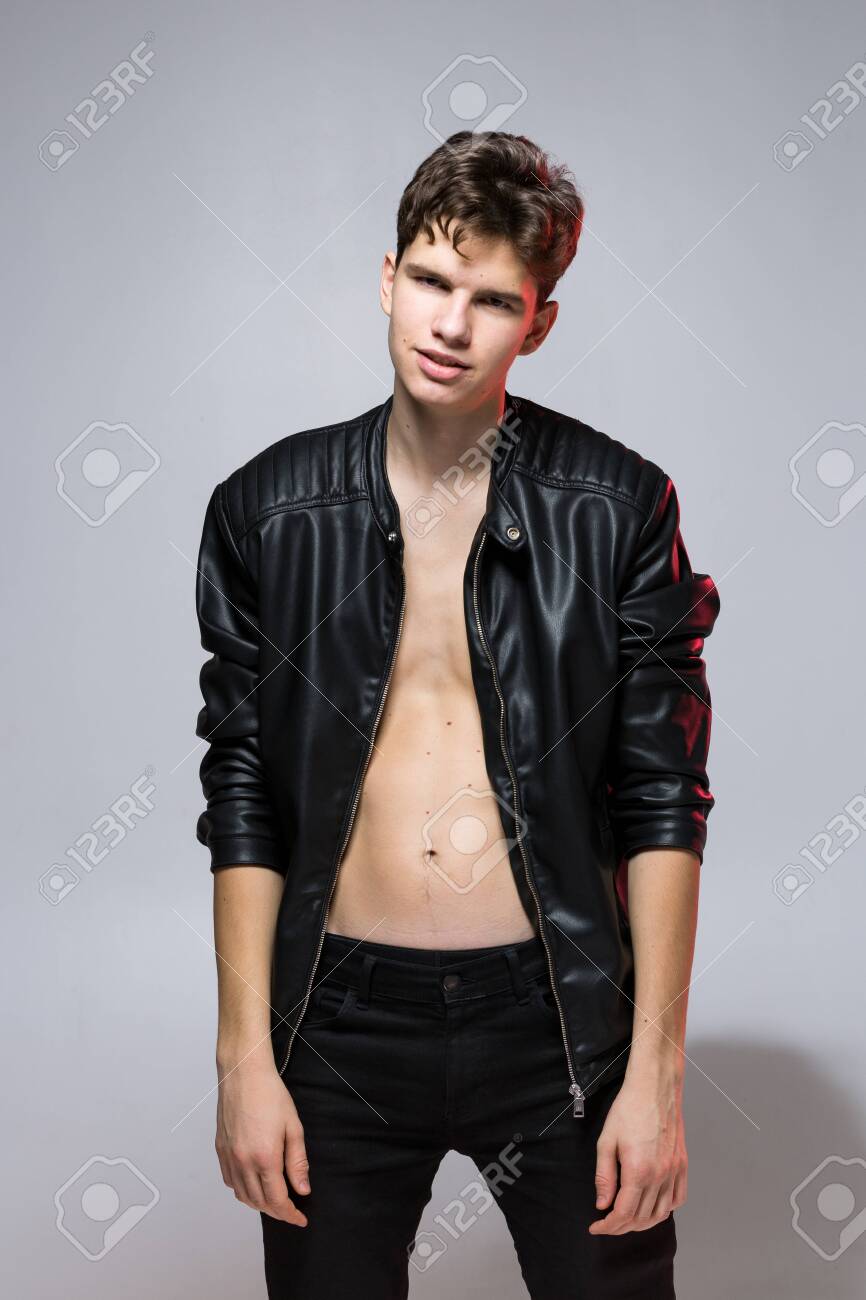 leather jacket male model