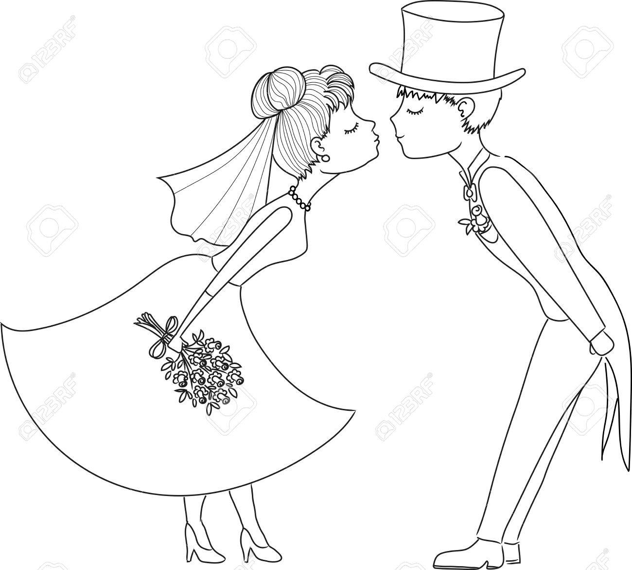 新郎と新婦の結婚式をキスします のイラスト素材 ベクタ Image