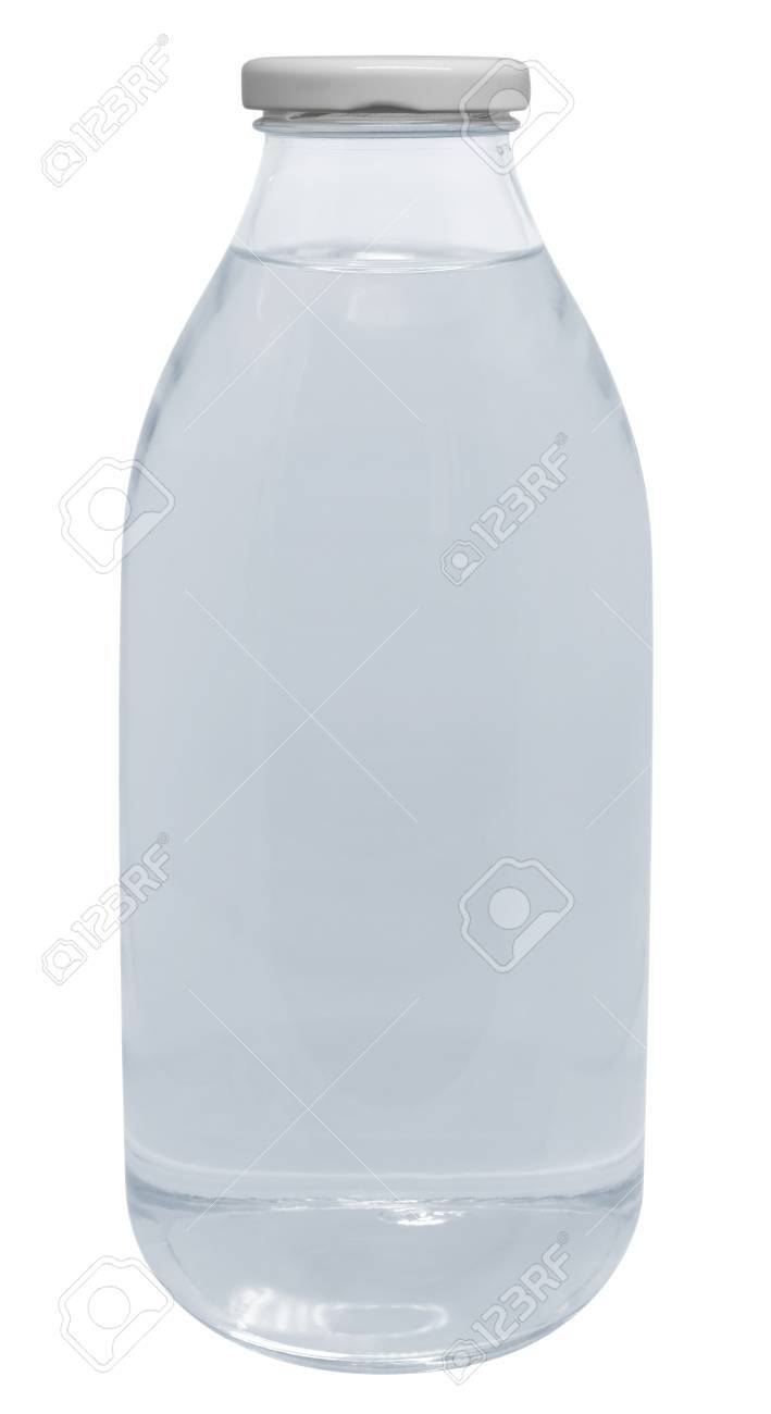 Petite Bouteille Deau En Verre Isolé Sur Blanc