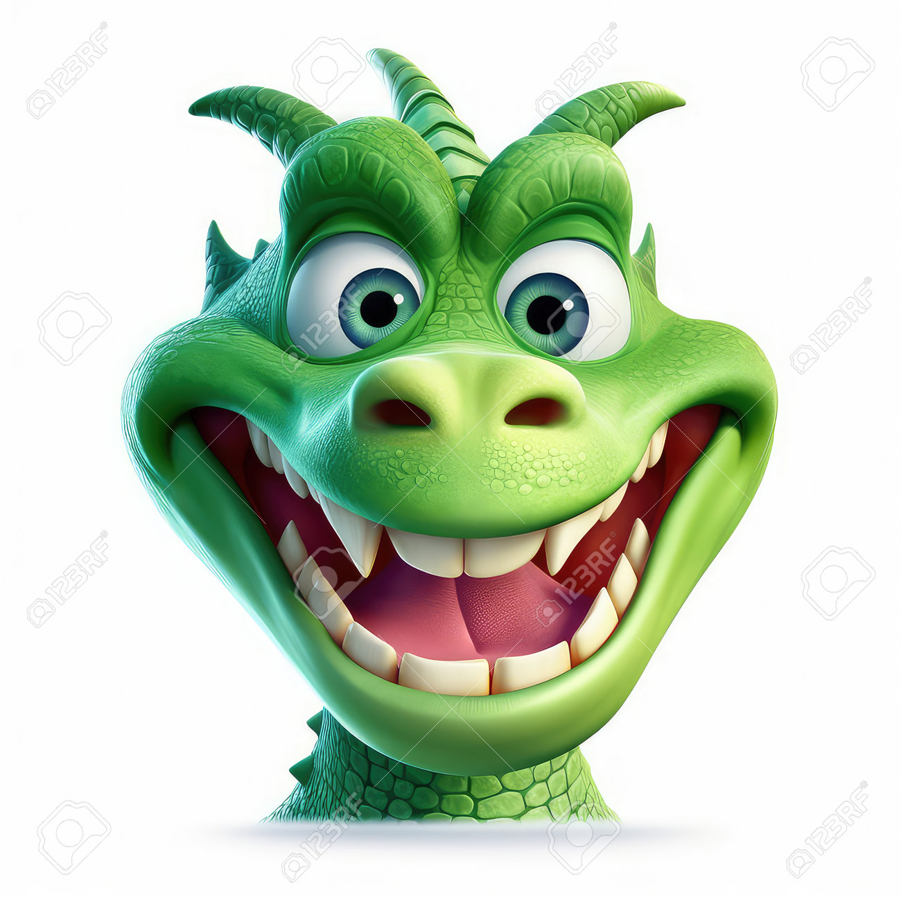 Cartoon Green Dragon Mascot Smiley Face On White Background Stock Photo,  Picture and Royalty Free Image. Image 206944554.