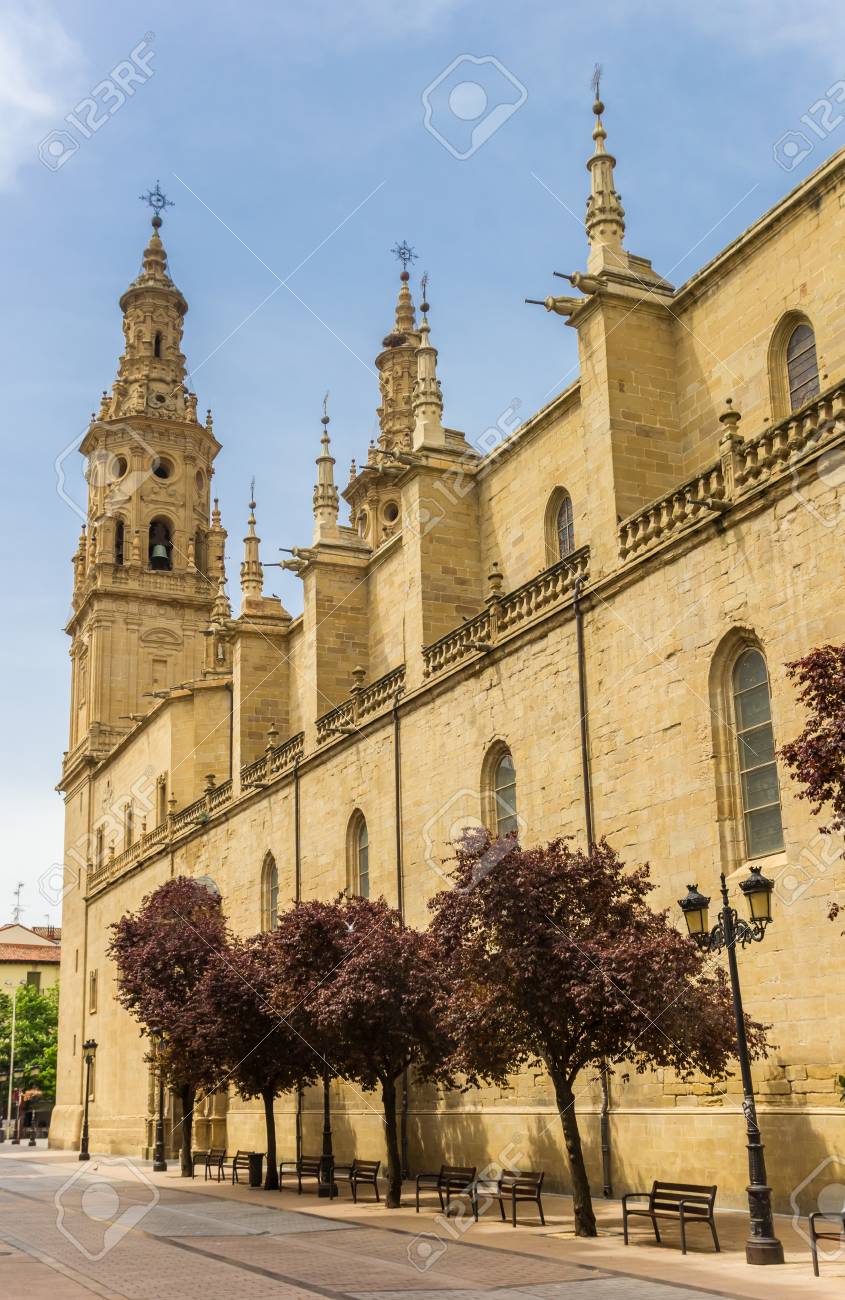 historic redonda cathedral in the center of logrono spain