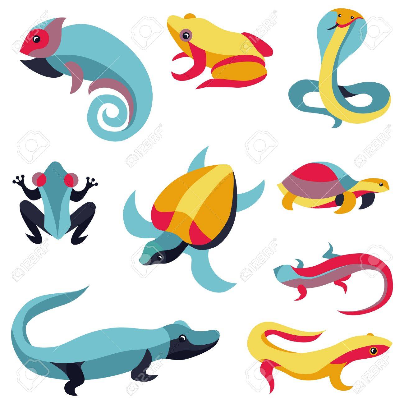 Vektor Satz Von Logo Design Elemente Reptilien Signs Schildkrote Frosch Schlange Eidechse Lizenzfrei Nutzbare Vektorgrafiken Clip Arts Illustrationen Image 21316765
