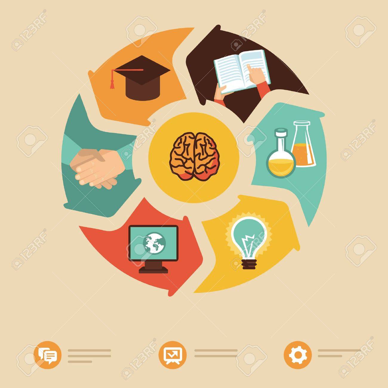 vector education concept icons and illustrations in flat retro education illustration