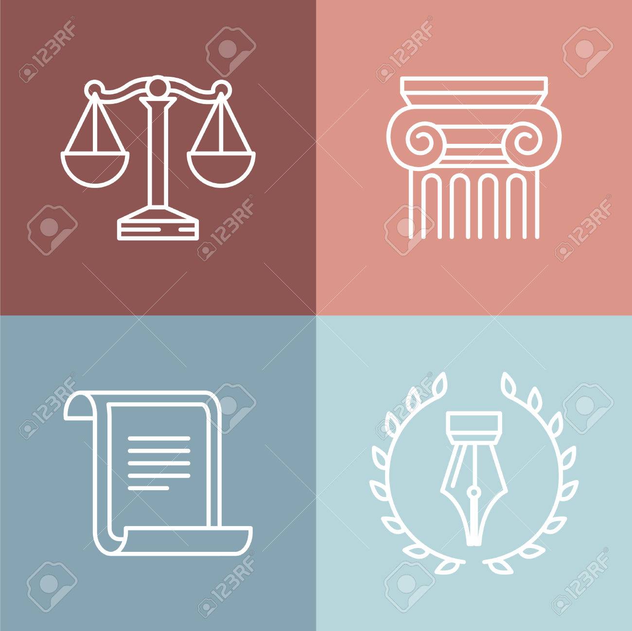 Vector set of juridical and legal logos and signs - line icons - 34326816 Vector set of juridical and legal logos and signs - line icons - 34326816