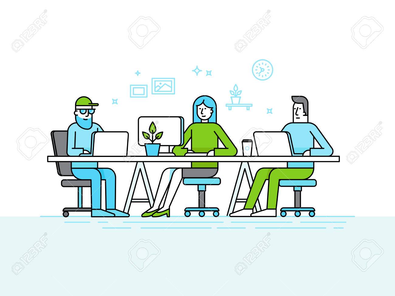 トレンディなフラット直線的なスタイル インフォ グラフィックのイラストやデザイン要素 コワーキング オフィス スペース コンピューターとラップトップで働く人々 の創造的なチーム オンライン ビジネスの概念を開始 のイラスト素材 ベクタ Image トレンディなフラット直線的なスタイル インフォ グラフィックのイラストやデザイン要素 コワーキング オフィス スペース コンピューターとラップトップで働く人々 の創造的なチーム オンライン ビジネスの概念を開始 のイラスト素材 ベクタ Image