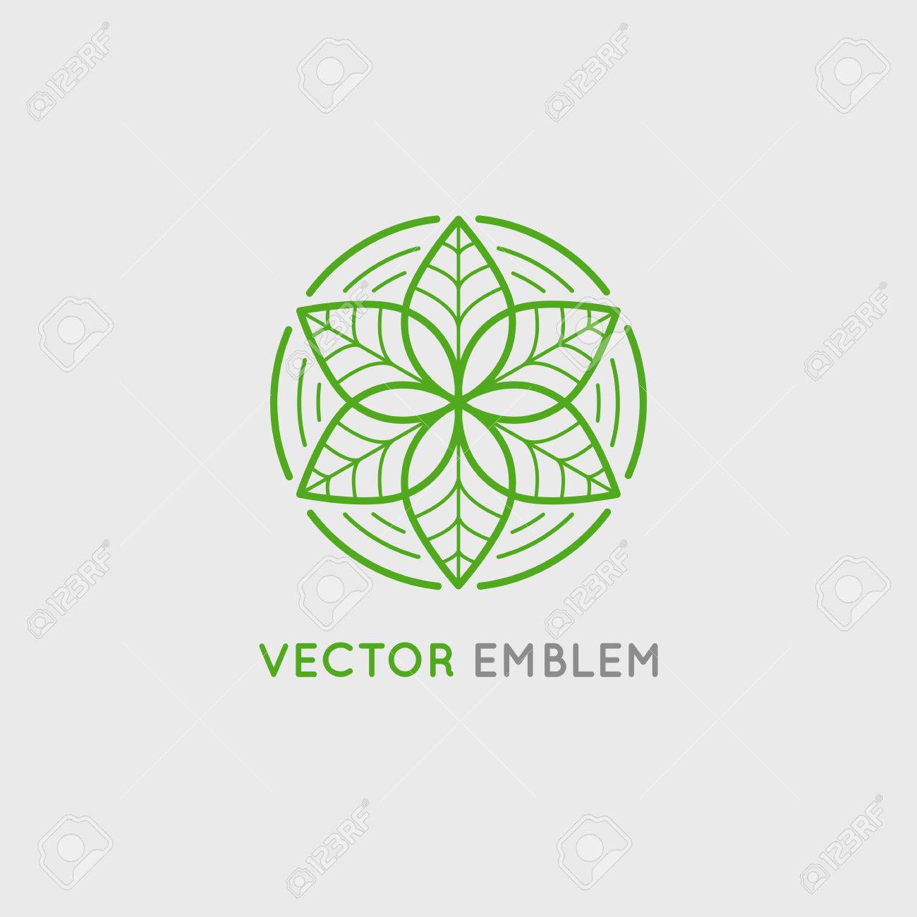 Vector design template and emblem made with leaves and flowers - luxury beauty spa concept - badge for yoga studios, holistic medicine centers, natural and organic food products and packaging - 64877748 Vector design template and emblem made with leaves and flowers - luxury beauty spa concept - badge for yoga studios, holistic medicine centers, natural and organic food products and packaging - 64877748