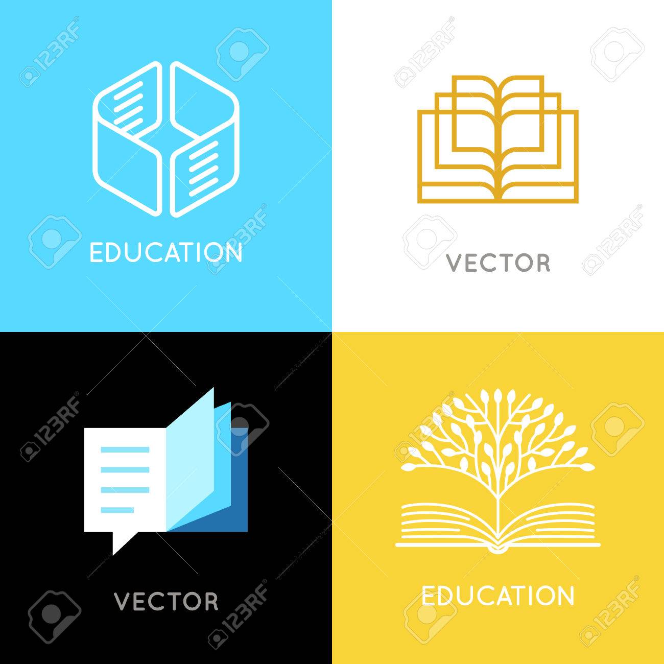 Vector set of abstract logo design templates- online education and learning concepts - book emblems and brain icons - emblems for courses, classes, schools and online publishers - 82338054 Vector set of abstract logo design templates- online education and learning concepts - book emblems and brain icons - emblems for courses, classes, schools and online publishers - 82338054