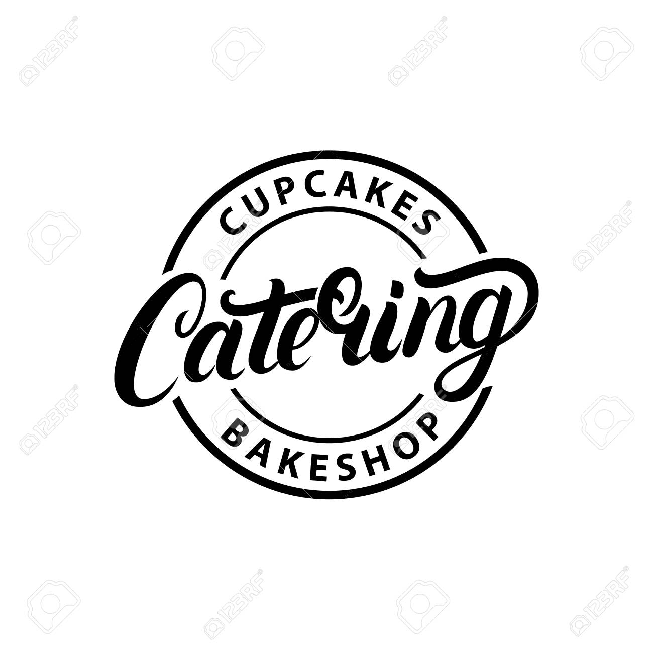 Catering Company Hand Written Lettering Logo Label Emblem